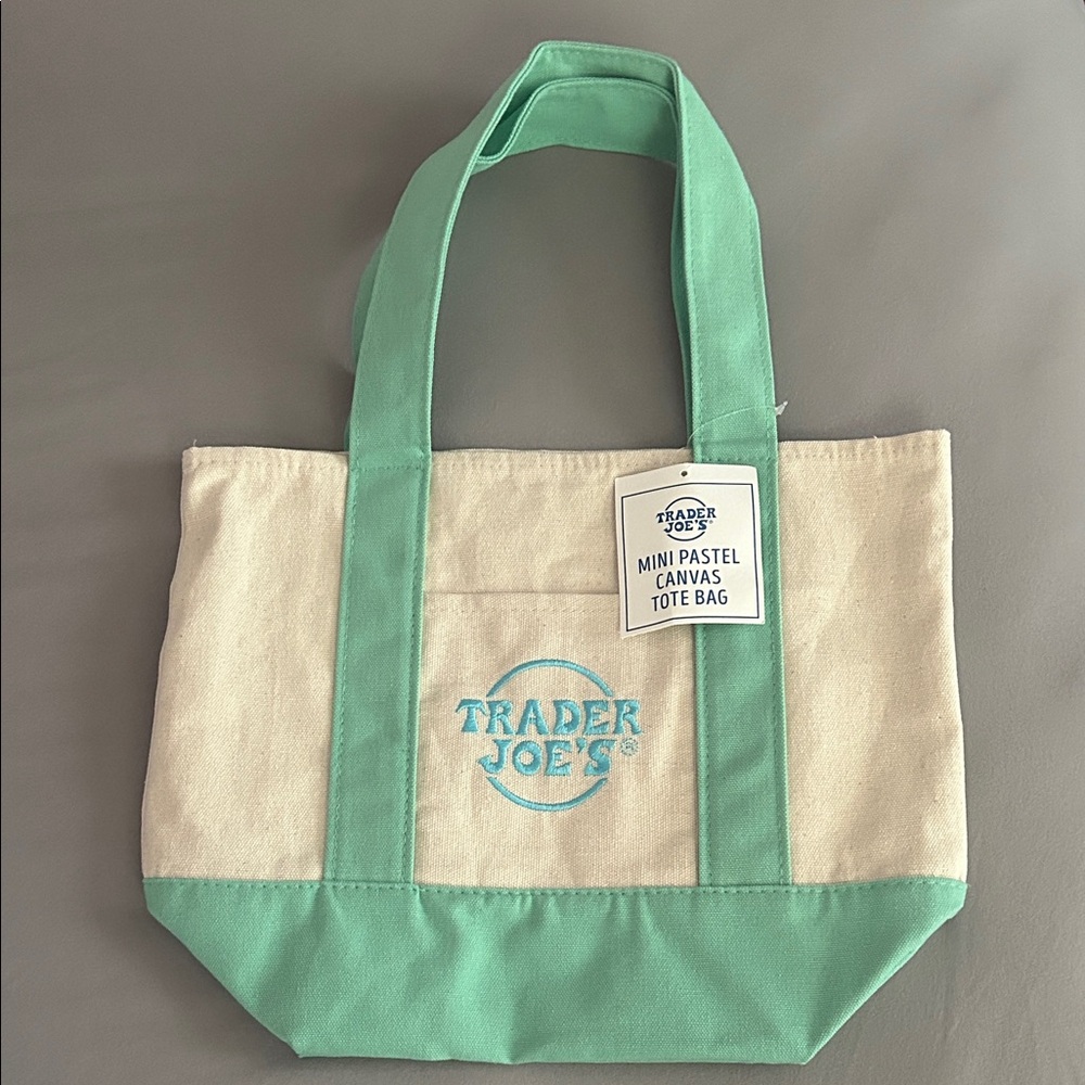 Trader Joe's Green & Cream Canvas Mini Tote